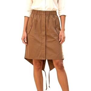 NWT Max Mara Dentice Khaki Utility Skirt Womens 4 Cotton Twill Lagenlook